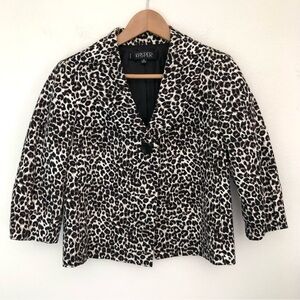 Kasper Leopard Print Cropped Jacket